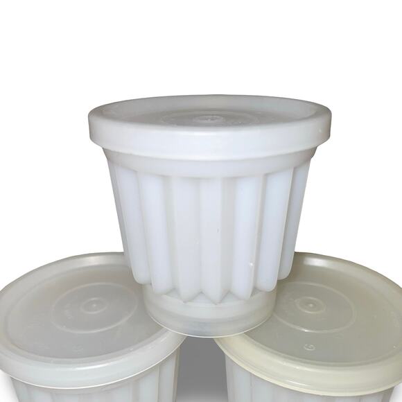 Tupperware Jel-ette Mini Molds Set 3 White 297 Individual Jello Desert Cups VTG - Picture 6 of 9